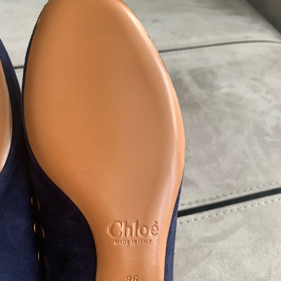 NWT CHLOE Dark Blue/Black Suede Grommet Flats size Eur 36 - Picture 10 of 13